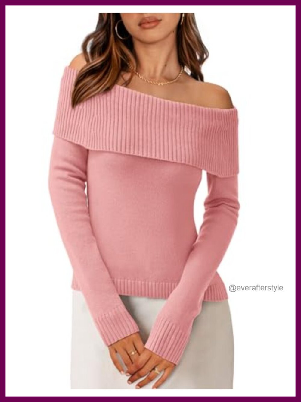 Off the Shoulder Sweater Trendy Fall Long Sleeve Pullover Women's